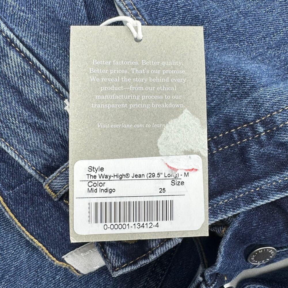Everlane Women's 90's Way High Straight Leg Jean Size 25 Long Mid Indigo - Picture 9 of 16